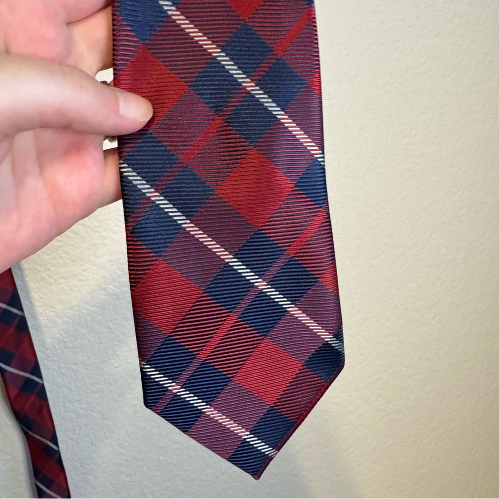 IZOD Classic Red and Blue Plaid Tie
